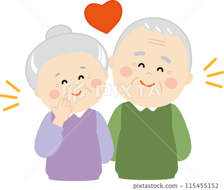 Cute elderly couple in love illustration 1 115455152