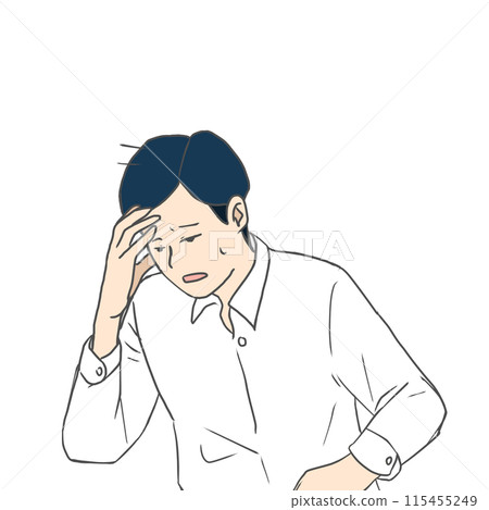 Illustration of a man suffering from headache Illustration of a man suffering from headache 115455249
