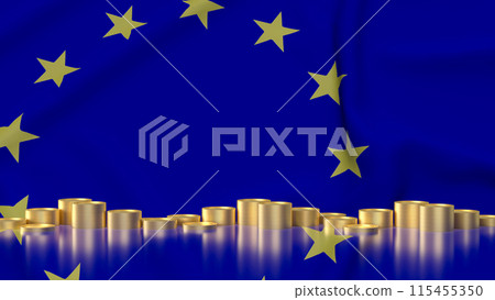 The coins on euro flag background for Business concept 3d rendering The coins on euro flag background for Business concept 3d rendering 115455350