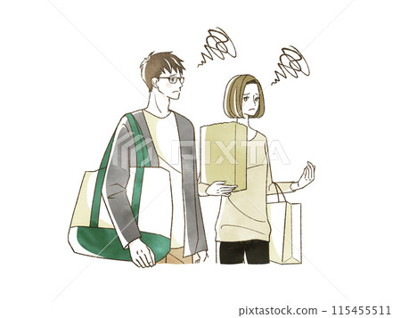 Men and women shopping with troubled expressions 115455511