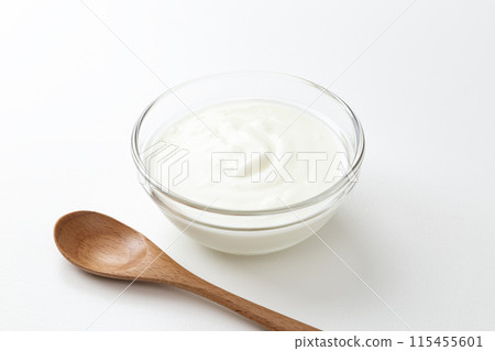 Yogurt on white background Yogurt on white background 115455601