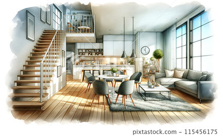 Modern Living Watercolor 115456175