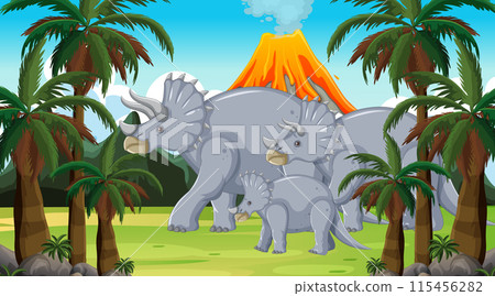 Dinosaurs in Prehistoric Landscape Dinosaurs in Prehistoric Landscape 115456282