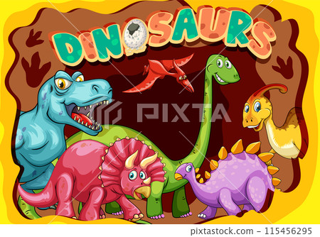 Colorful Dinosaur Scene for Kids 115456295