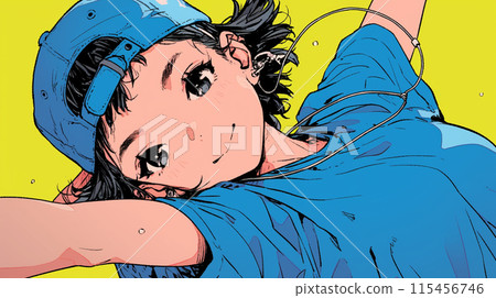 練習霹靂舞的年輕女子 115456746