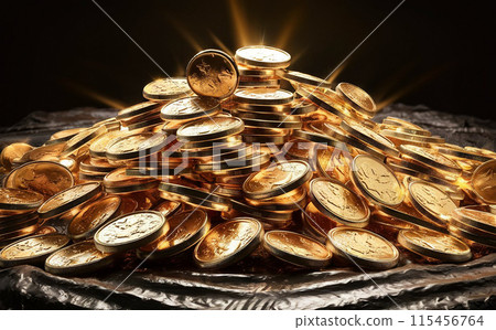A pile of shiny gold coins - generated by artificial intelligence A pile of shiny gold coins - generated by artificial intelligence 115456764