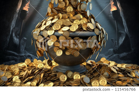 神秘洞穴中的寶藏 - 由人工智慧生成 115456766