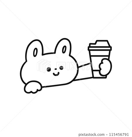 可愛的兔子喝飲料 — 畫線 可愛的兔子喝飲料 — 畫線 115456791