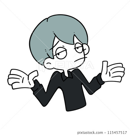 一個男人舉起雙手，臉上露出失望的表情 115457517
