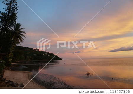 Moorea sunset beach scenery Moorea sunset beach scenery 115457596