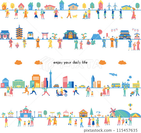 People's daily lifestyle set 115457635