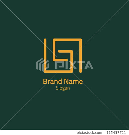 Abstract line logo in the form of squares and letters. Abstract line logo in the form of squares and letters. 115457721