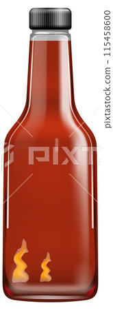 Spicy Hot Sauce Bottle Illustration Spicy Hot Sauce Bottle Illustration 115458600