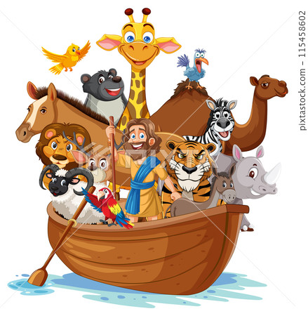 Noah's Ark with Happy Animals 115458602