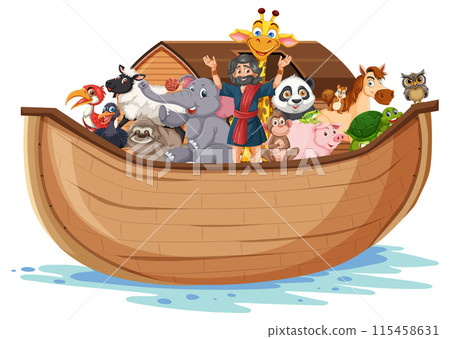 Animals on a Wooden Boat 115458631