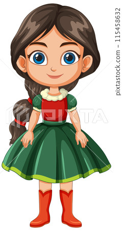 Festive Girl in Christmas Outfit 115458632