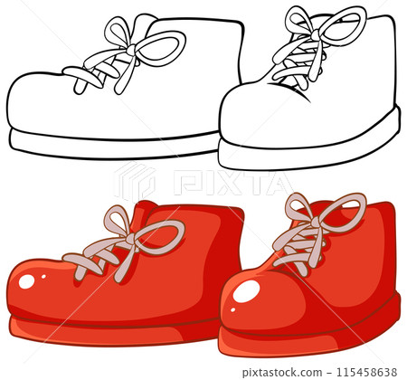 Colorful and Outline Shoes Illustration 115458638