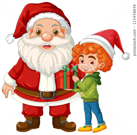 Santa and Child with Gift 115458639
