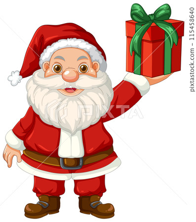 Santa Holding a Christmas Gift 115458640