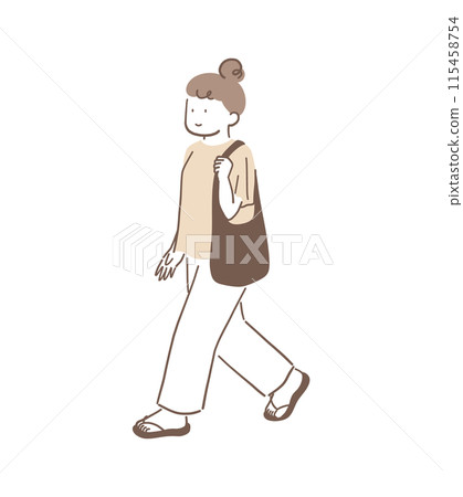 一個女人走路姿勢優美的插畫素材 一個女人走路姿勢優美的插畫素材 115458754