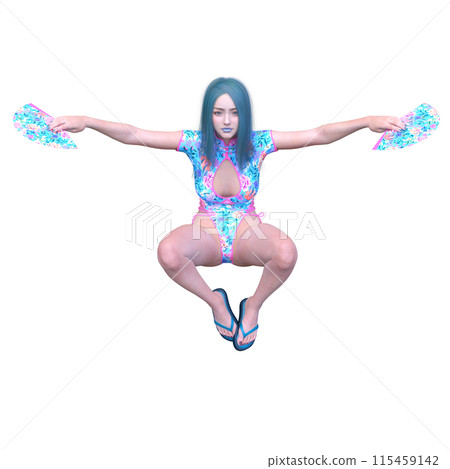 拿著扇子跳舞的女人 115459142