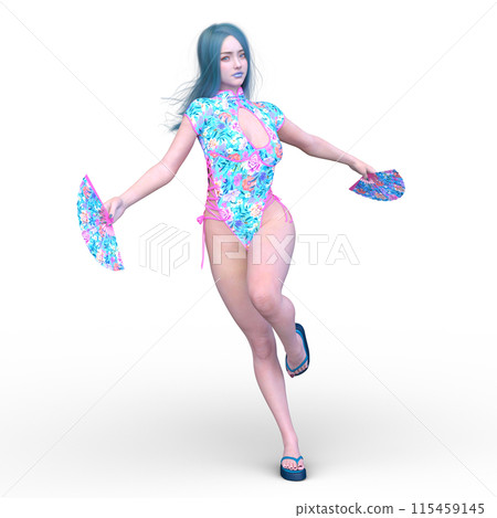 拿著扇子跳舞的女人 拿著扇子跳舞的女人 115459145