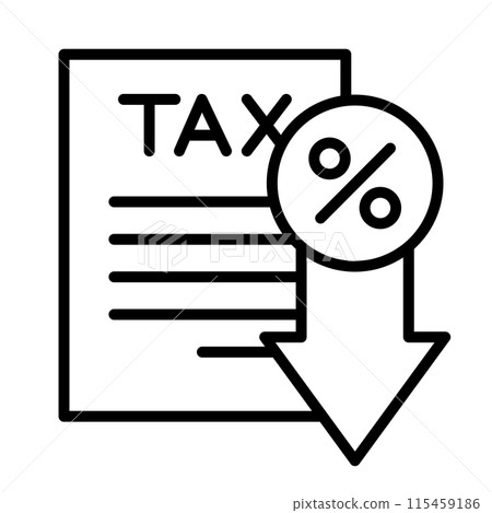 An icon representing a decrease in tax rate. 115459186
