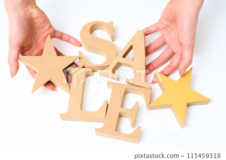 Wooden alphabet blocks with the word "SALE" Wooden alphabet blocks with the word "SALE" 115459318