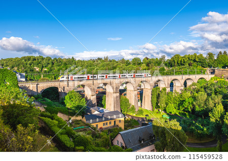 The Passerelle, aka the Luxembourg Viaduct, a viaduct in Luxembourg City, southern Luxembourg. 115459528