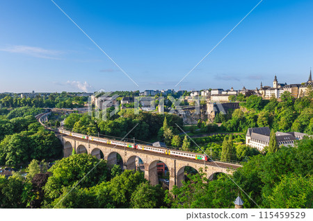 The Passerelle, aka the Luxembourg Viaduct, a viaduct in Luxembourg City, southern Luxembourg. The Passerelle, aka the Luxembourg Viaduct, a viaduct in Luxembourg City, southern Luxembourg. 115459529