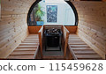 Inside the barrel sauna 115459628