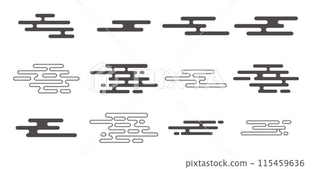 Cloud Asian traditional tribal line collection. Chinese and Japanese style abstract set isolated on white background. Chinese decoration for celebration. 115459636