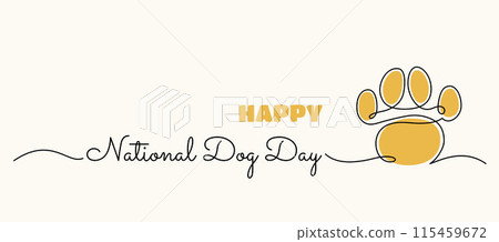 National Dog Day banner ector background template with single line paw print drawing 115459672