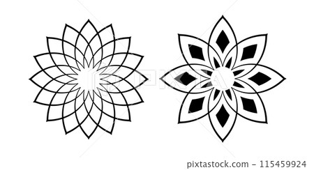 Radial Floral Patterns. Flower Icons. Design Elements Set. 115459924