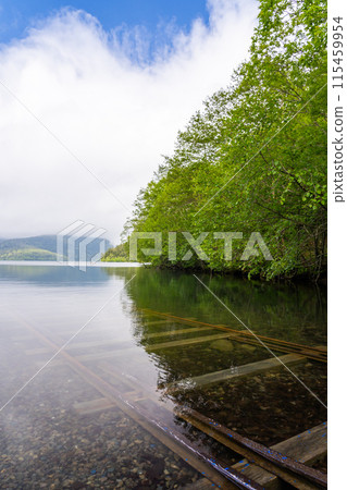Spectacular Hokkaido scenery: Lake Shikaribetsu with its underwater railway Spectacular Hokkaido scenery: Lake Shikaribetsu with its underwater railway 115459954