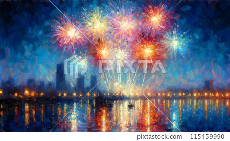 煙花反映在水中 煙花反映在水中 115459990