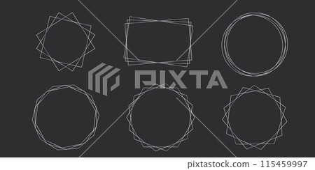 Thinline silver elegant frame set. Minimal shine Art Deco metallic border. Arch decoration window or door, collection isolated on dark background. Thinline silver elegant frame set. Minimal shine Art Deco metallic border. Arch decoration window or door, collection isolated on dark background. 115459997