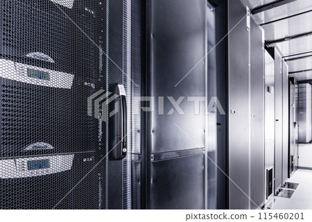 server racks with hard drives used for data storage server racks with hard drives used for data storage 115460201