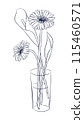 Gerbera and calla lilies: simple line drawing 115460571