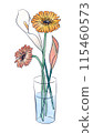 Gerbera and Calla Lily Flower Illustration 115460573