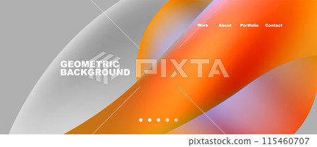 Bright multicolored geometric abstract shapes. Minimal trendy simplicity concept. Modern overlapping forms Bright multicolored geometric abstract shapes. Minimal trendy simplicity concept. Modern overlapping forms 115460707