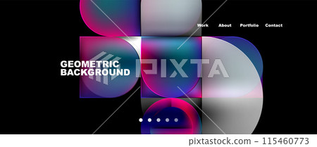 Geometric abstract glassmorphism with circles and squares. Vector Illustration For Wallpaper, Banner, Background, Card, Book Illustration, landing page Geometric abstract glassmorphism with circles and squares. Vector Illustration For Wallpaper, Banner, Background, Card, Book Illustration, landing page 115460773