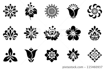 Flowers icon set. Flowers isolated on transparent background. Flowers in modern simple. Cute round flower plant nature collection. Vector illustrator Flowers icon set. Flowers isolated on transparent background. Flowers in modern simple. Cute round flower plant nature collection. Vector illustrator 115460937