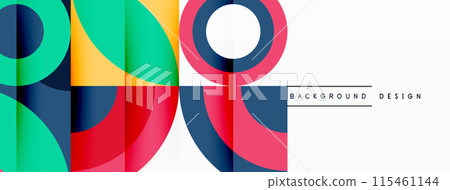 Circles and petals. Geometric beautiful abstract minimal template for Wallpaper, Banner, Background, Card, Book Illustration, landing page 115461144