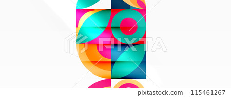 Circles and petals. Geometric beautiful abstract minimal template for Wallpaper, Banner, Background, Card, Book Illustration, landing page Circles and petals. Geometric beautiful abstract minimal template for Wallpaper, Banner, Background, Card, Book Illustration, landing page 115461267