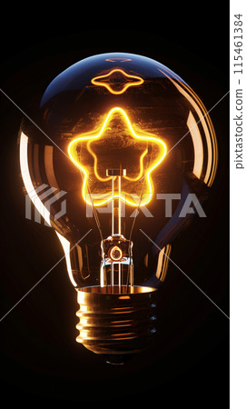A single light bulb, with a bright, glowing filament that is shaped like a WHAT , brand new and glowing brightly, floating isolated against a deep, solid black background. 115461384