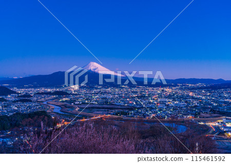 （靜岡縣）黎明前的三島市和富士山的路燈 115461592