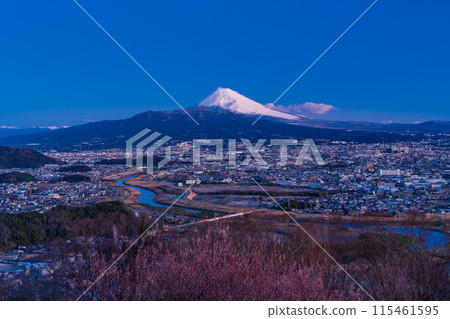 （靜岡縣）黎明前的三島市和富士山的路燈 115461595