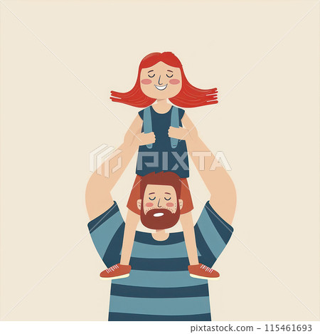Illustration of a happy father and daughter celebrating flat design background 115461693