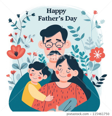 Illustration of a happy father and daughter celebrating flat design background. Illustration of a happy father and daughter celebrating flat design background. 115461750